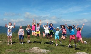 Junior campers go hiking