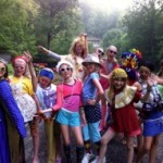 Campers dressed in wild costumes