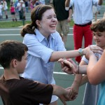 Square dance girl laughing