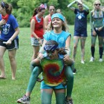 Camp girls playing games and relays