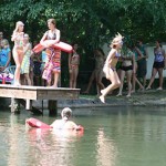 camper girls taking swimming tests