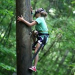 High ropes course tower camp climber