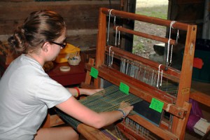 Kids Weaving at Summer Camp