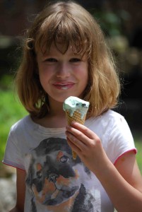 Campers enjoy an ice cream treat at Rockbrook Camp