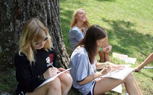 Camp painting class outside