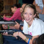 Girls rifle shooting at summer camp