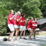 Summer camp staff performing skit