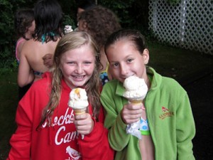 Campers eating ice cream at Dolly's Dairy Bar