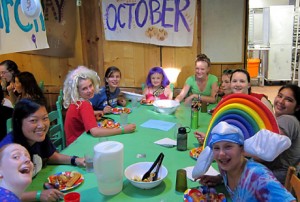 Camp Birthday October girls table