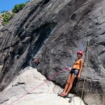 girls rock climbing at Looking Glass