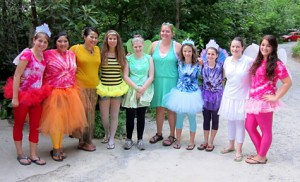 Campers dressed as fairies for the camp banquet