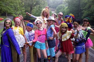 Camp kids dressed up in silly costumes