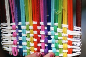 Beginning potholder weaving