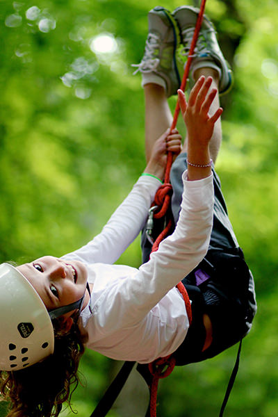 Climber girl flipped